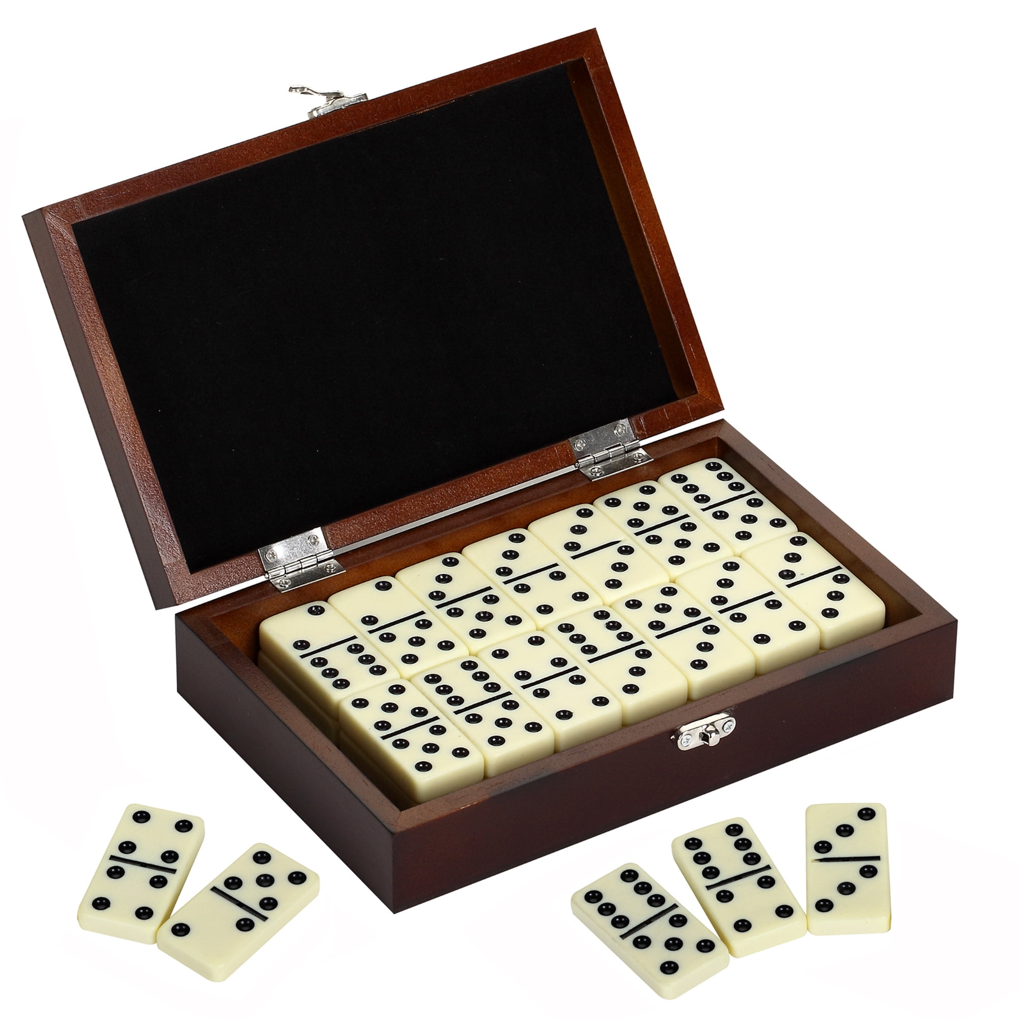 Premium Double-Six Domino Set with Walnut Wooden Case