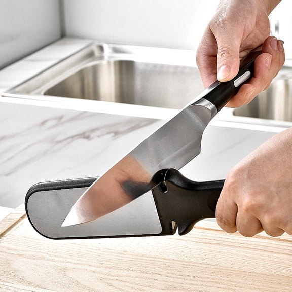 Premium Double-Sided Emery Knife Sharpening Stone with Handle Professional Kitchen Knife Sharpener for Chefs & Home Cooks