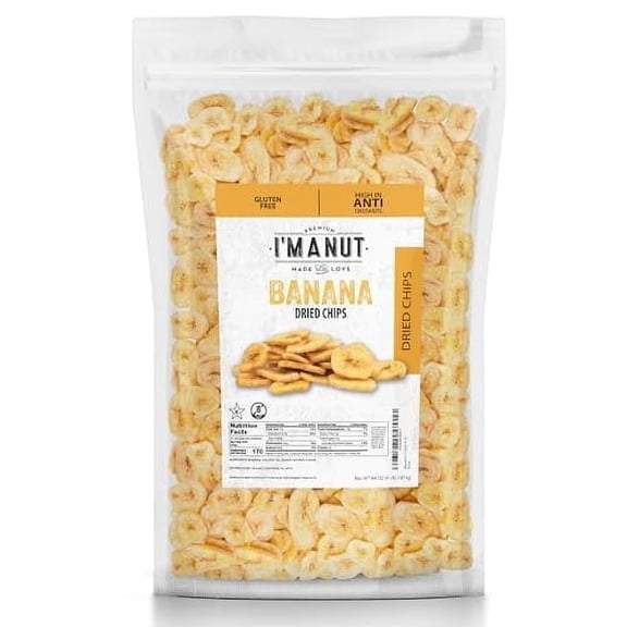 Premium Dried Banana Chips 48oz, Non-GMO, Batch Tested, Gluten & Peanut Free Ethically Sourced Dried Fruit, Kosher