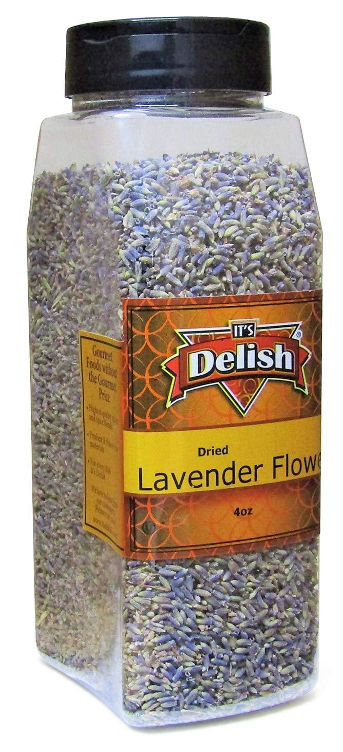 Premium Dried Lavender Flowers Herb Buds by Its Delish - 4 OZ Large Jar - 100% Natural Purple Flower Buds - Food Grade Prefect for Tea, Lemonade, Cooking, & Dcor Baking