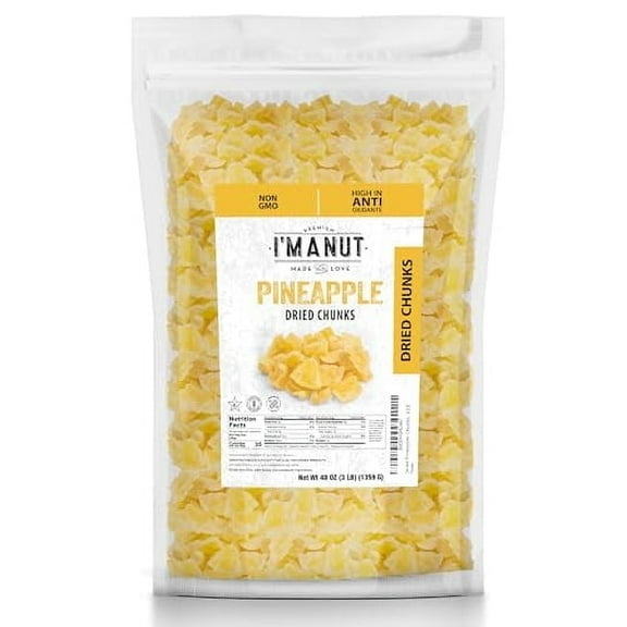 I'M A NUT Premium Dried Pineapple Chunks 16oz | Non-GMO, Batch Tested Gluten & Peanut Free | Ethically Sourced for Guilt-Free Snacking | Fresh, Crispy & Sweetened for Delicious Flavor