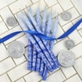 thumbnail image 1 of Premium Dripless Hanukkah Candles Multi Blues Frosted Thin Tapered Chanukah Candle Set of 45 Enough for Eight Nights of Hanukah Includes a DIY Dreidel, Prayer Card with Chanukah Song - Aviv Judaica, 1 of 7