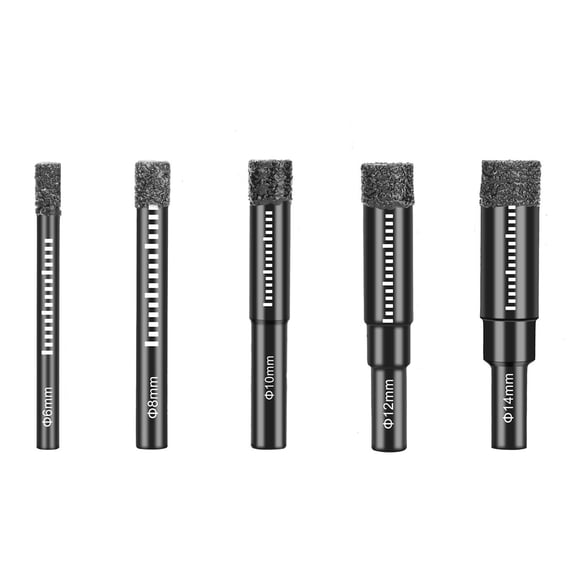 Premium Dry Diamond Drill Bits Set for Tiles, Porcelain, Granite, Glass, and More, 5 Sizes, Long-lasting and Efficient Drilling TAPDRA Accessories Part