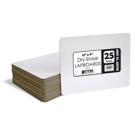 Premium Dry Erase Boards, 9" x 12", Double Sided Lapboards, Small White Board Pack, Classroom Lapboards for Students, by Better Office Products (25 Pack)