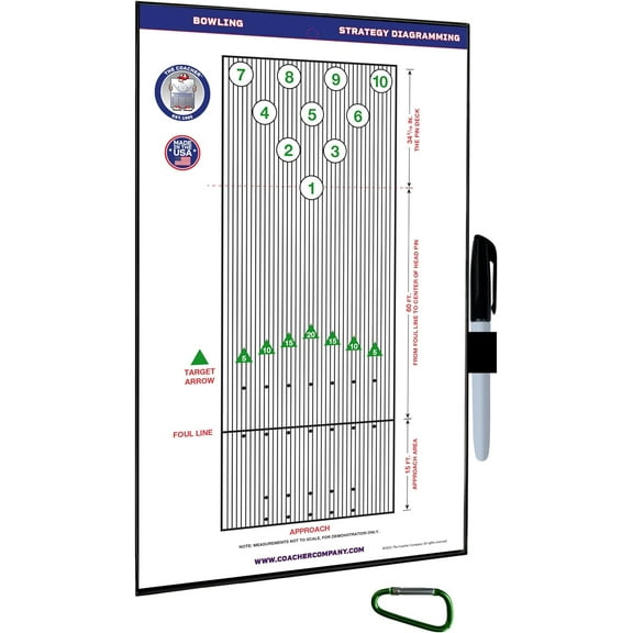 Premium Dry Erase Magnetic Bowling Coaching Coach Board Clipboard - Double-Sided - Made in The USA