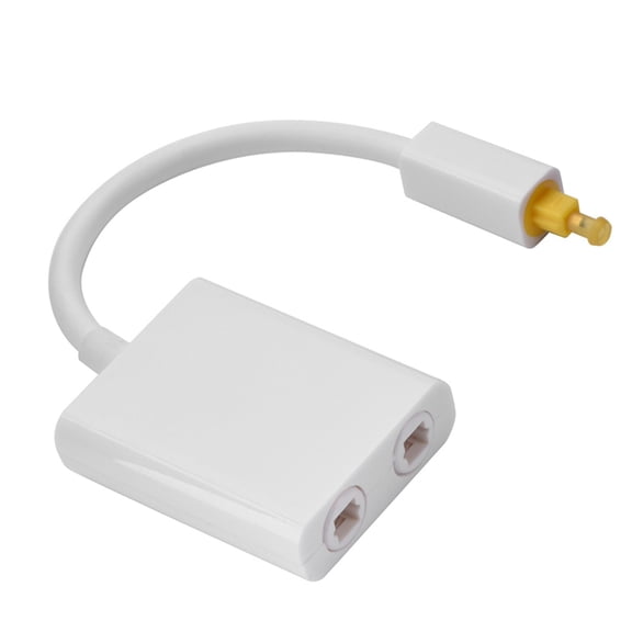 Premium Dual Port Toslink Digital Optical Audio Splitter Adapter Cable 1 in 2 Out White For CD DVD Player Fiber Audio Cable (5.9 inches / 15 cm)
