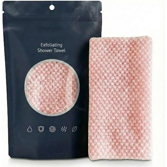 Premium Dual-Texture Exfoliating Shower Towel – 40" Extra-Long, Fast-Dry, Hexagonal-Weave Back & Body Scrub Cloth for Men & Women, Reusable