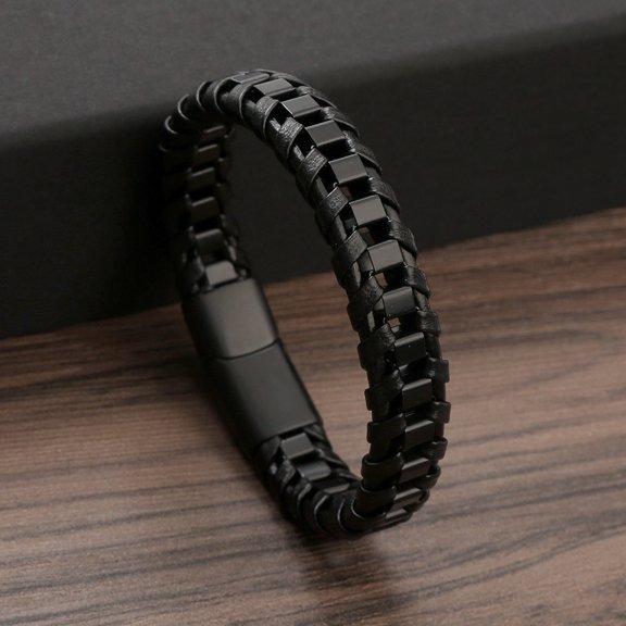Premium Durable Men's Stainless Steel Bracelet - Trendy Titanium Steel Bangle for Stylish Gentlemen, Available Now!