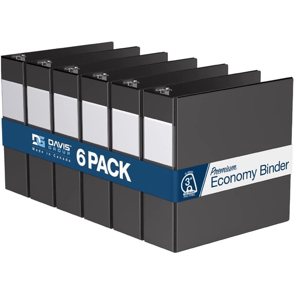 Premium Economy 1-Inch Binder, 3-Ring Binder for School, Office, or Home, Colored Notebook, Pack of 6, D Ring, Gray