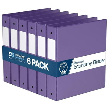 Premium Economy 6-Pack 3-Ring Binders for School or Office, Round-Ring Binders, 1.5 Inch, Purple