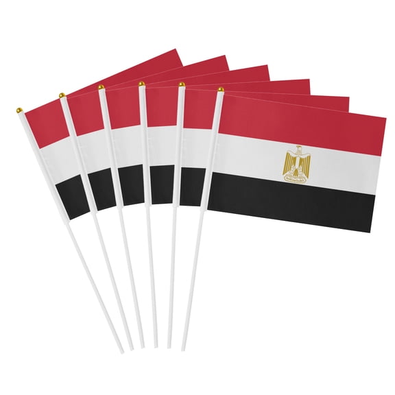 Premium Egypt Handheld Stick Flags 5.5x8.2 Inch, 6/10 Pack - Polyester Small Flags for Parades, Table Decor & Community Gatherings