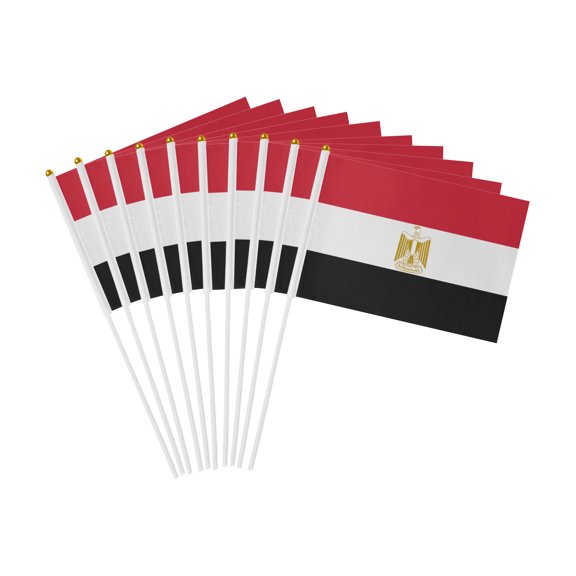 Premium Egypt Handheld Stick Flags 5.5x8.2 Inch, 6/10 Pack - Polyester Small Flags for Parades, Table Decor & Community Gatherings