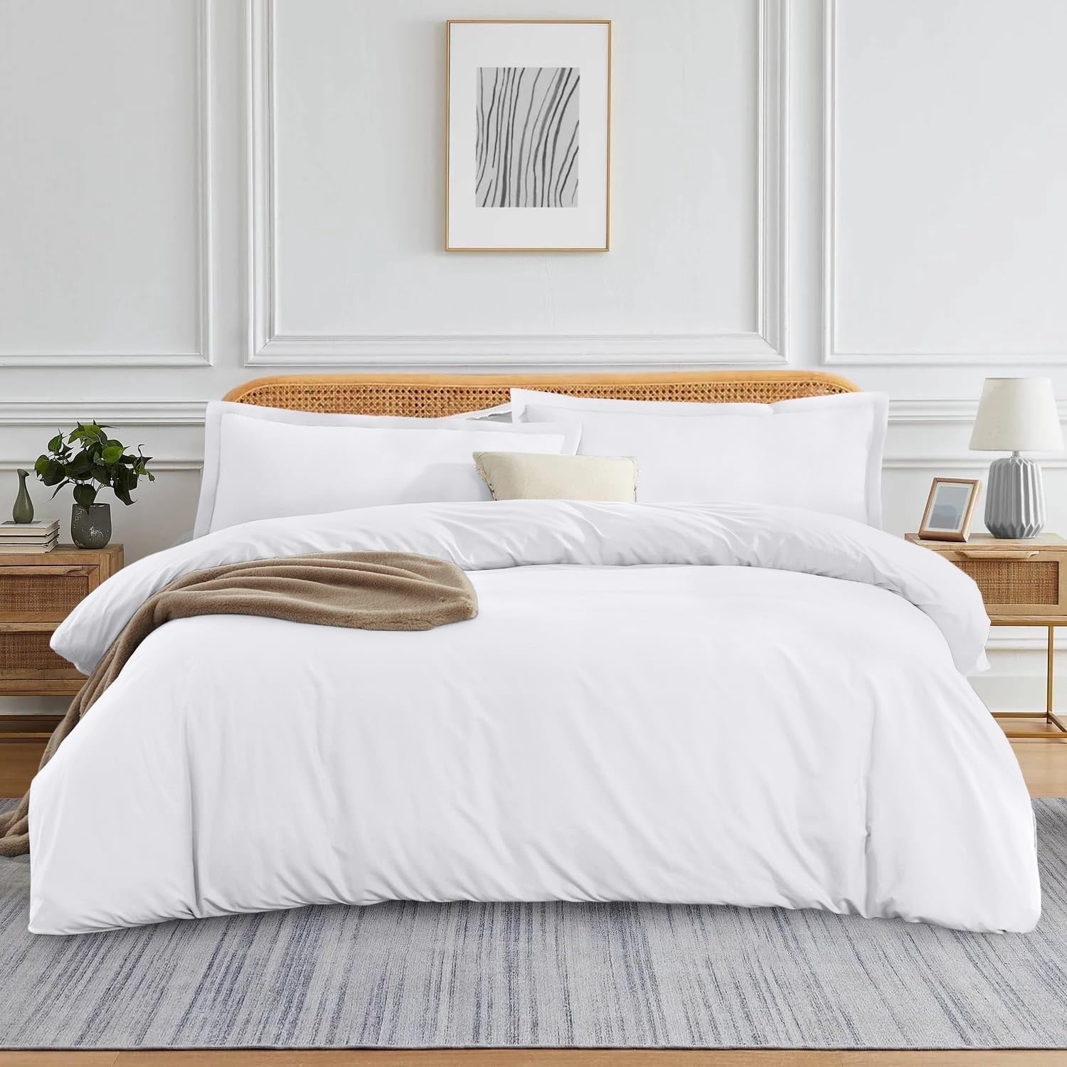 Premium Pima Cotton 3-Piece Duvet Cover Set – 1000 Thread Count Luxury Bedding, King 104" x 90" - White