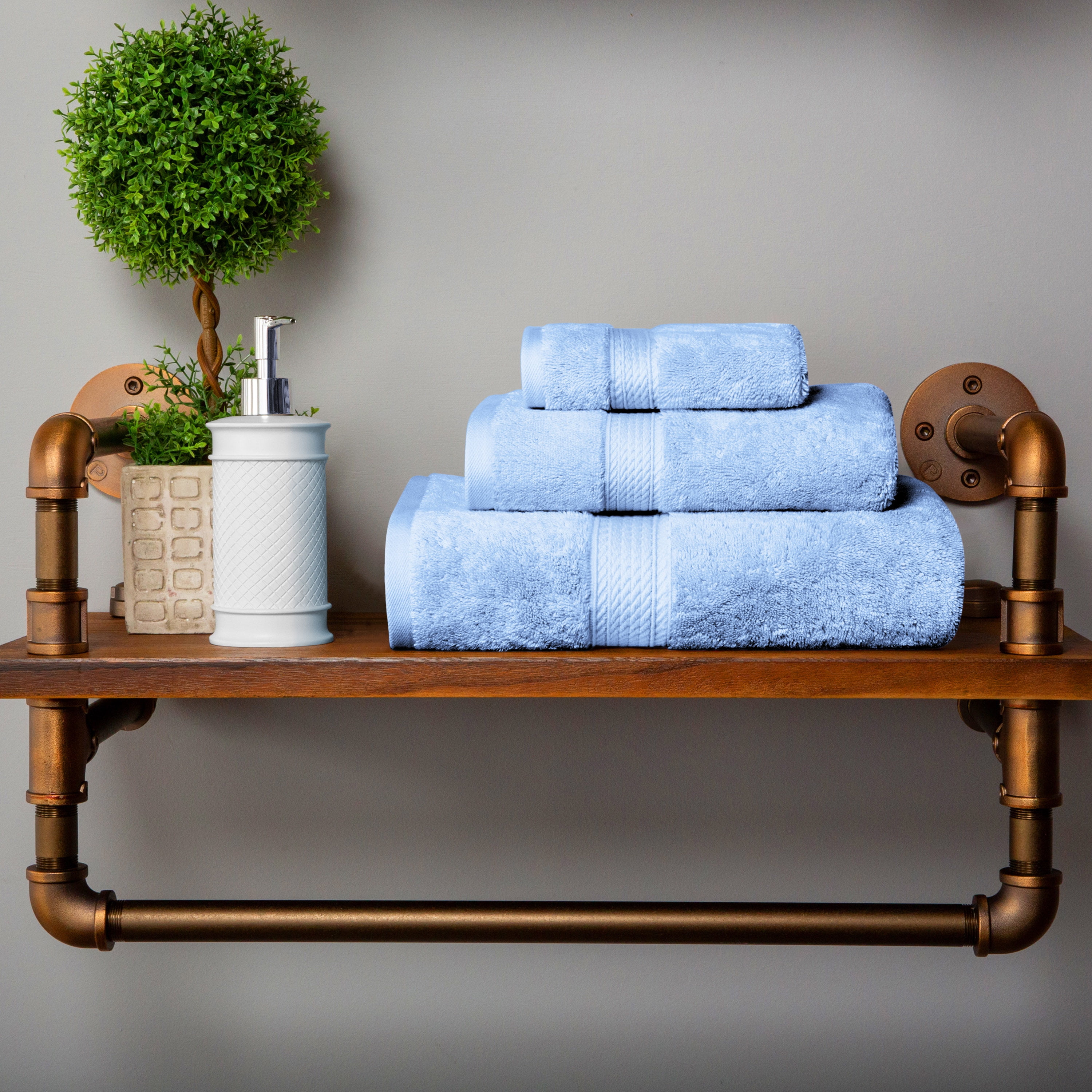 Premium Egyptian Cotton Highly Absorbent Assorted 3-Piece Plush Towel Set - 30" x 55", 20" x 30", 13" x 13"