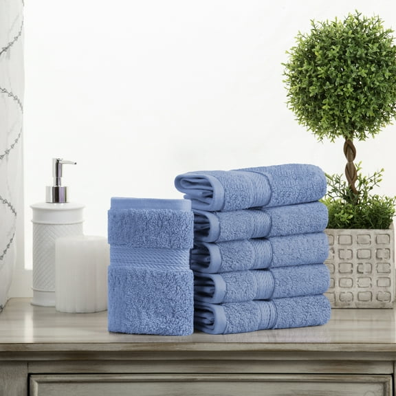 Premium Egyptian Cotton Highly Absorbent Assorted 6-Piece Plush Towel Set - 13" x 13"