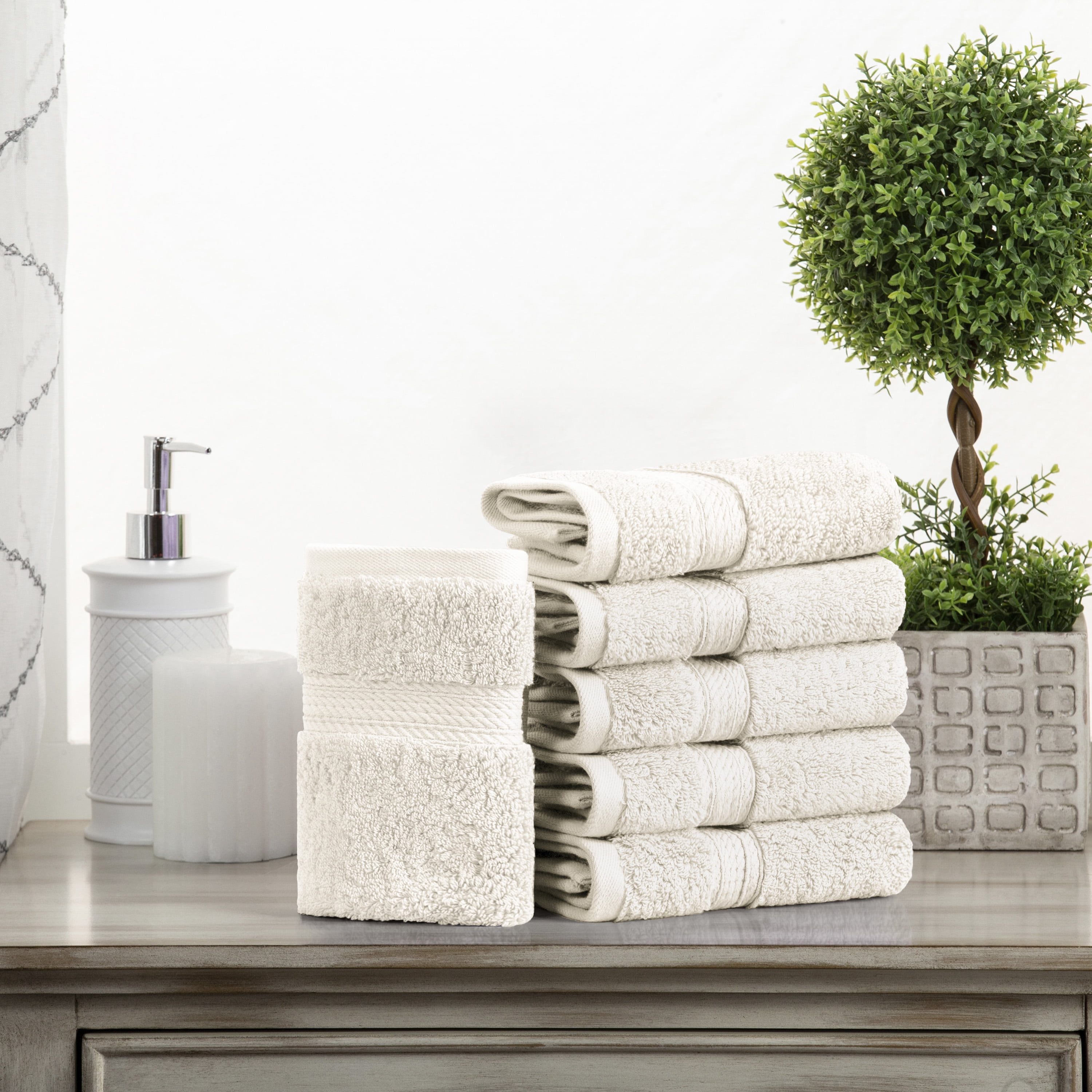 Premium Egyptian Cotton Highly Absorbent Assorted 6-Piece Plush Towel Set - 13" x 13"