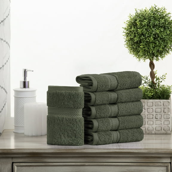 Premium Egyptian Cotton Highly Absorbent Assorted 6-Piece Plush Towel Set - 13" x 13"
