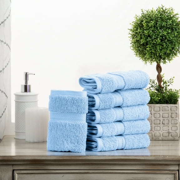 Premium Egyptian Cotton Highly Absorbent Assorted 6-Piece Plush Towel Set - 13" x 13"