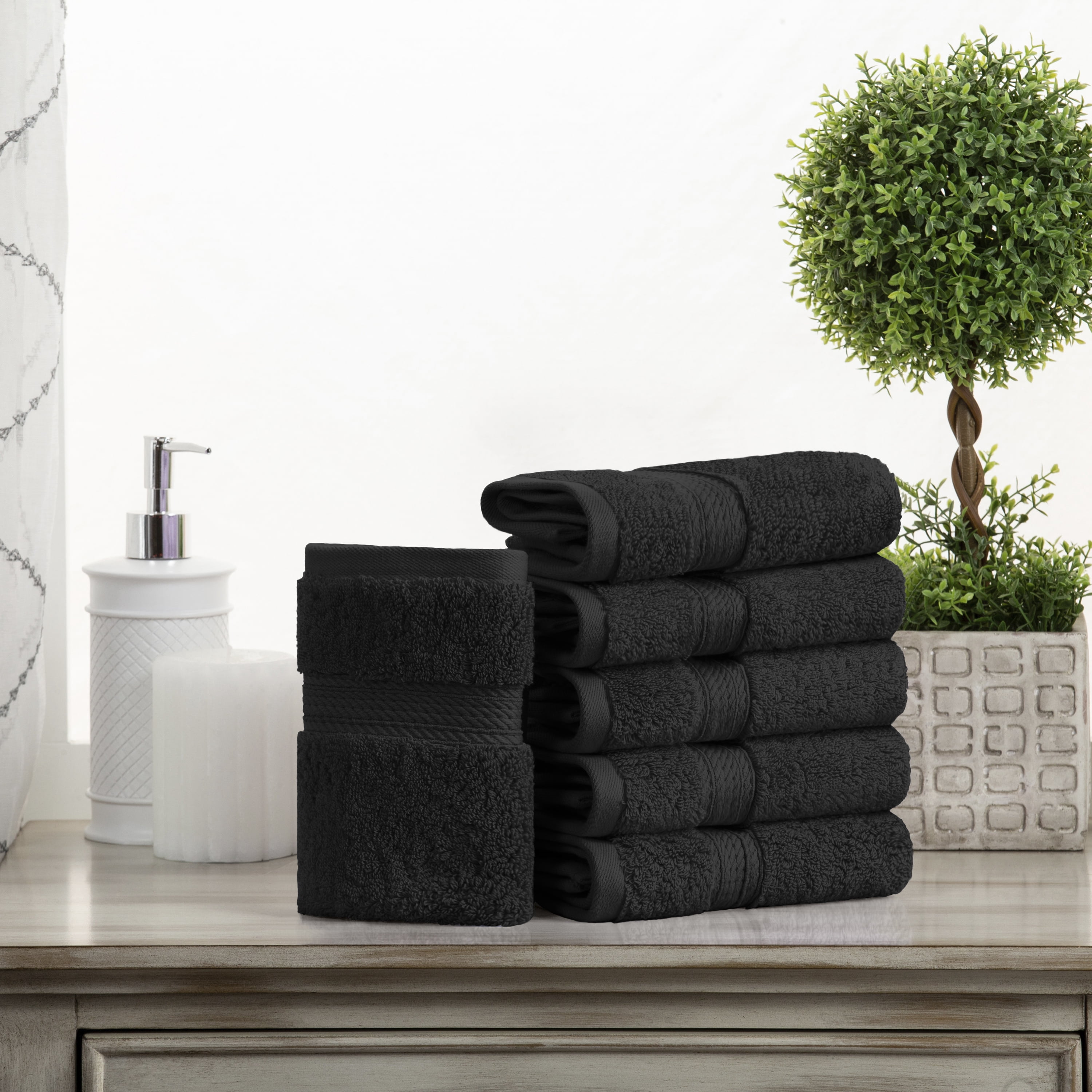 Premium Egyptian Cotton Highly Absorbent Assorted 6-Piece Plush Towel Set - 13" x 13"