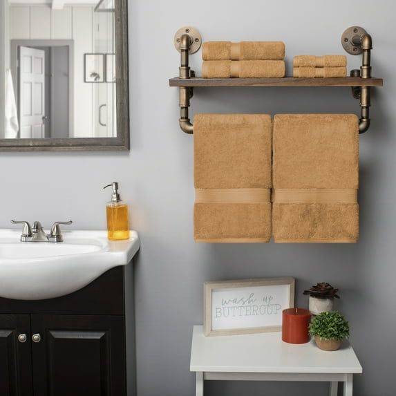 Premium Egyptian Cotton Highly Absorbent Assorted 6-Piece Plush Towel Set - 30" x 55", 20" x 30", 13" x 13"