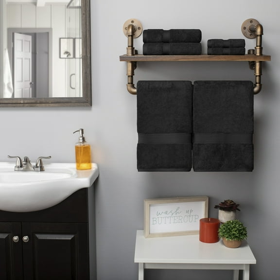 Premium Egyptian Cotton Highly Absorbent Assorted 6-Piece Plush Towel Set - 30" x 55", 20" x 30", 13" x 13"