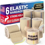 Premium Elastic Bandage Wrap - 6pk 2x2, 2x3, 2x4 - Strong Self-Closing Compression Bandage Wrap