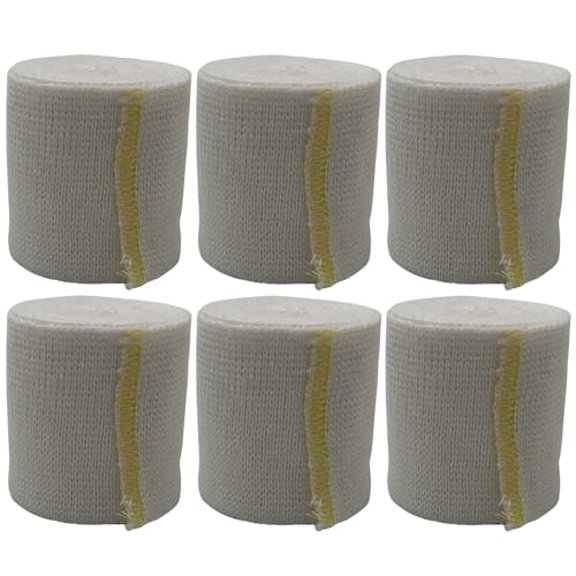 Premium Elastic Flexible Fabric First Aid Wrap Sports Bandage with Self-Closure, Reusable Compression Bandage 2" X 5 yds for First Aid and Support (Pack of 6)