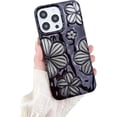 thumbnail image 1 of Premium Electroplate Flower Fashion Silicone Shockproof Case for iPhone Compatible with iPhone 14 Pro Max, Black, 1 of 8