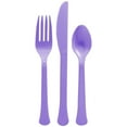 thumbnail image 1 of Premium Elegani Heavy Weight Plastic Disposable Cutlery Set - 80 pcs (40 Forks, 20 Spoons, 20 Knives) for Any Occasion-Purple, 1 of 1