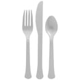 thumbnail image 1 of Premium Elegani Heavy Weight Plastic Disposable Cutlery Set - 80 pcs (40 Forks, 20 Spoons, 20 Knives) for Any Occasion-Silver, 1 of 1