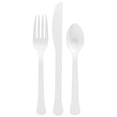 thumbnail image 1 of Premium Elegani Heavy Weight Plastic Disposable Super Pack Cutlery Set - 150 pcs (50 Forks, 50 Spoons, 50 Knives) for Any Occasion-White, 1 of 1