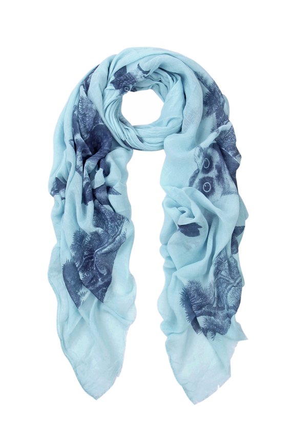 Premium Elegant Night Owl Frayed End Scarf Wrap