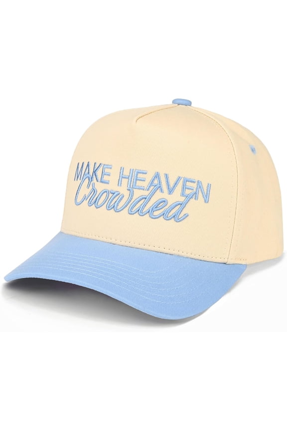 Premium Embroidered Trucker Hat | Make Heaven Crowded Hat (Sky Blue/Natural)