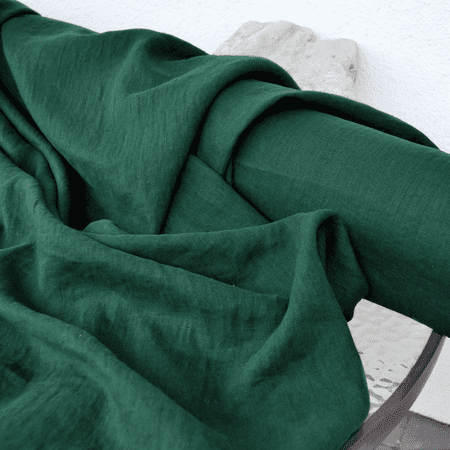 Premium Emerald Green Linen Fabric by the Yard – 150-170 GSM Medium Weight, 58" Wide – Soft, Pre-Washed Natural Sustainable Fabric for Apparel, Curtains, and Home Décor