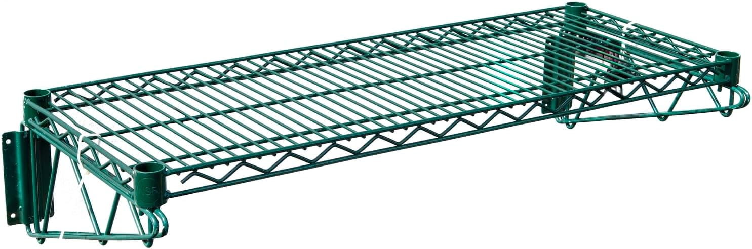 Green Epoxy-Coated Wire Wall Shelf for Kitchen Storage