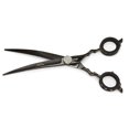 thumbnail image 1 of Premium Ergonomic Grooming Shears Mushu VG10 Stainless Steel Titanium with Bling (7 inch Curved), 1 of 8