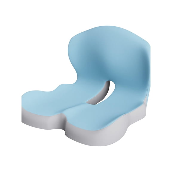 Premium Ergonomic Memory Foam Lumbar Support Pillow for Office Chair and Car Seat, Lower Back Pain Relief Cushion with Breathable Cover, Posture Corrector for Home Desk Driving - Two-Tone Light Blue