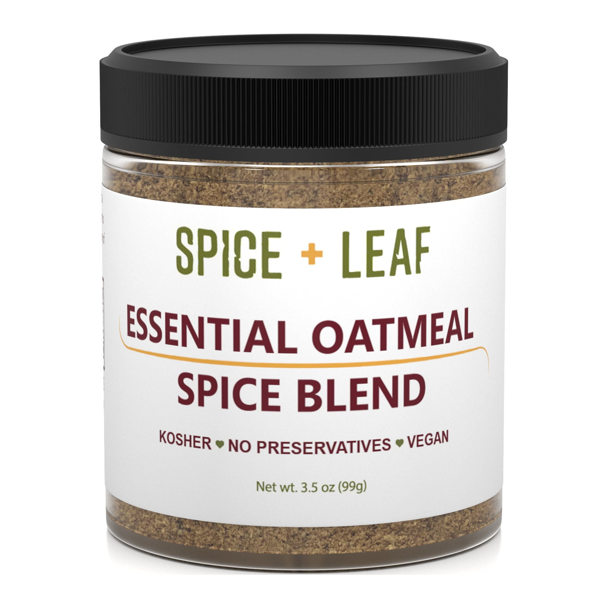 Premium Essential Oatmeal Spice Blend by SPICE + LEAF - Vegan Kosher Preservative Free Spice Blend Used to Give Oatmeal, Coffee, Baked Goods a warmth of flavor, 3.5 oz.