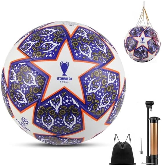 Premium Europe Cup Themed Size 5 Soccer Balls - Diverse Vibrant Colors, Ideal for Adult & Youth Players, Durable Construction for All - Weather Play
