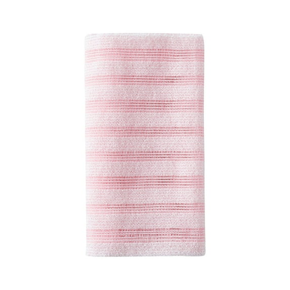 Premium Exfoliating Pink Stripe Bath Towel, Deep Clean Body Scrubber Loofah, Reusable Shower Cloth, 10x39in