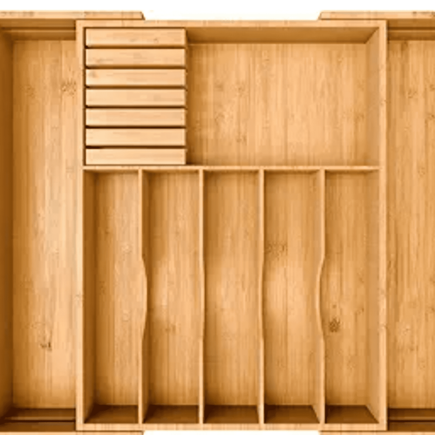 Premium Expandable Kitchen Drawer Organizer - 100% Bamboo Organizer ...