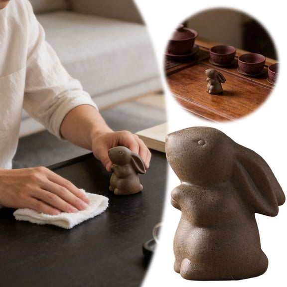 Premium Exquisite Rabbit Figurine Desktop Ornament Zen Meditation For And Home Crafted from Purple Clay and Coarse Ceramic for an traditional texture and durable construction Rabbi Brown