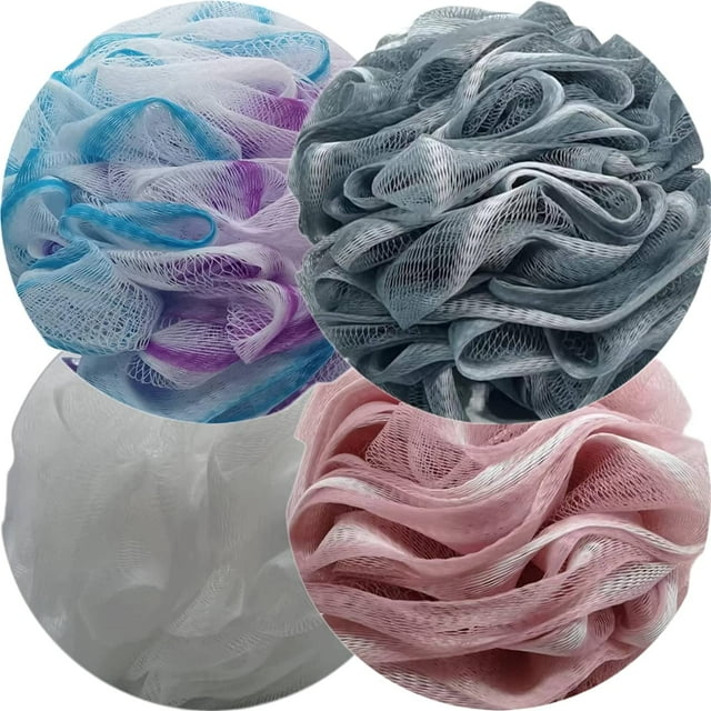 Premium Extra Large Bath Sponge 4 Pack 75g Loofah Shower Scrunchies