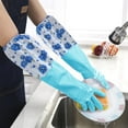 thumbnail image 1 of Premium Extra Long Rubber Cleaning Gloves - Heavy Duty Dishwashing Gloves with Non-Slip Grip, Flocked Cotton Lining, 5-Layer Waterproof - Flexible Kitchen Gloves for Household, 1 of 7