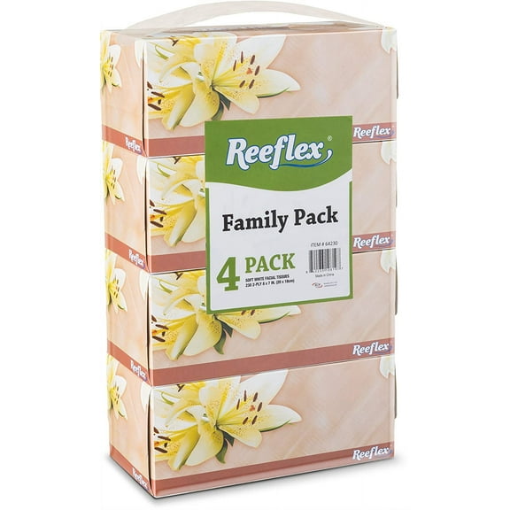 Premium Facial Tissues 230 Sheets Per Box, 2-Ply Soft Touch, tle and Durable in A Stylish Box - 4 Total Boxes, 920 Sheets Family Pack