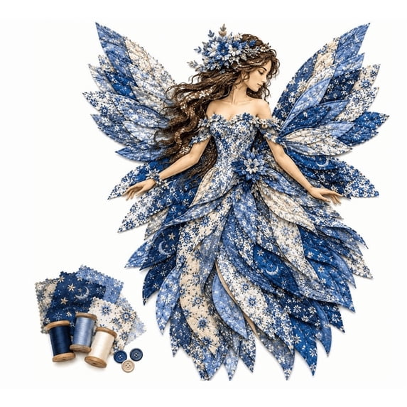 Fairy Patchwork DIY Kit, Layered Fabric Flower Fairies Sewing Set, Pre-Cut Felt Craft Kit for Adult Beginners, Handmade Home Decor Holiday Gift