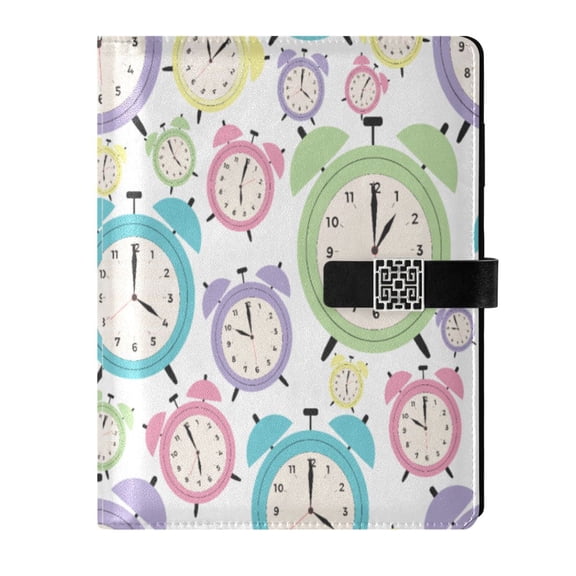Premium Faux Leather Notebook - Refillable, Multi-Functional Organizer, 23.3x17cm, All-Season Use，Alarm Clock