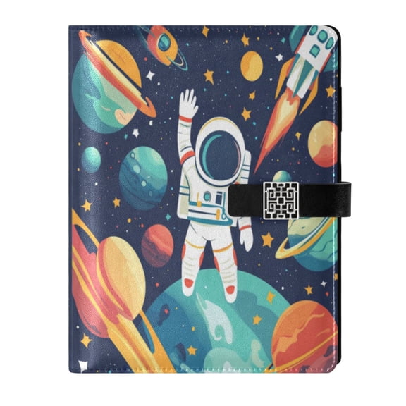 Premium Faux Leather Notebook - Refillable, Multi-Functional Organizer, 23.3x17cm, All-Season Use,Astronaut