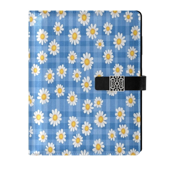 Premium Faux Leather Notebook - Refillable, Multi-Functional Organizer, 23.3x17cm, All-Season Use，Blue Gingham