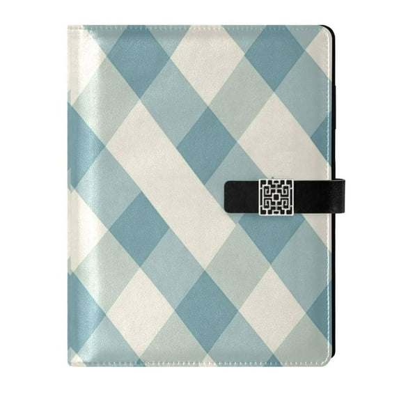 Premium Faux Leather Notebook - Refillable, Multi-Functional Organizer, 23.3x17cm, All-Season Use,Blue Grid